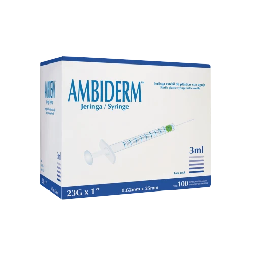 JERINGA AMBIDERM 3ML AZUL 23GX25MM CAJA C/100 *