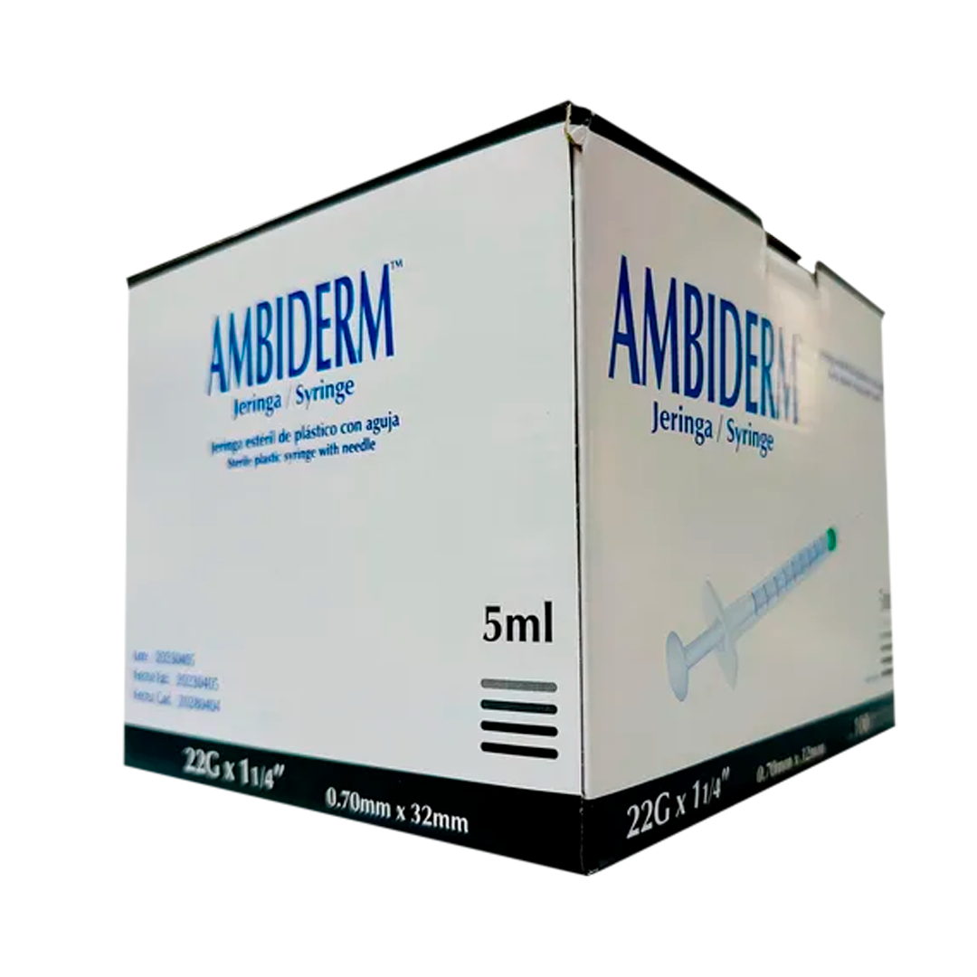 JERINGA AMBIDERM 5ML NEGRA 22GX32MM CAJA C/100 *