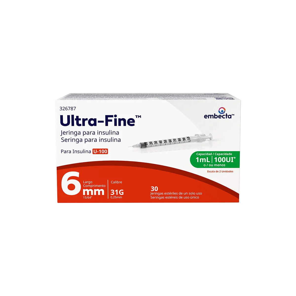 JERINGA BD ULTRA-FINE 1ML 31GX6MM C/30
