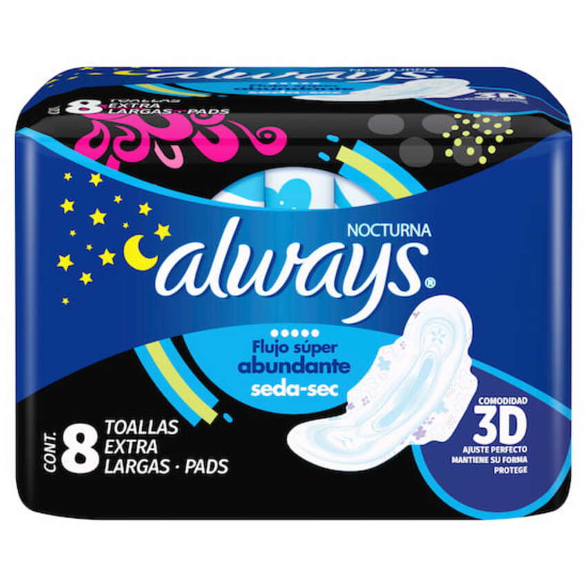 TOALLLAS SANIT ALWAYS NOC FLUJO SU/ABUN C/ALAS C/8