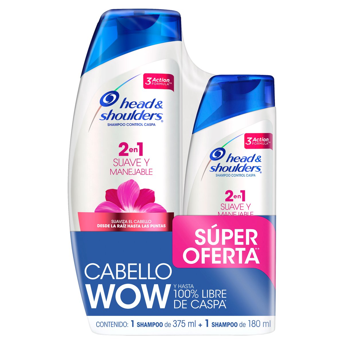 SHAMPOO H&S SUAVE MANEJABLE 2EN1 375ML + 180ML