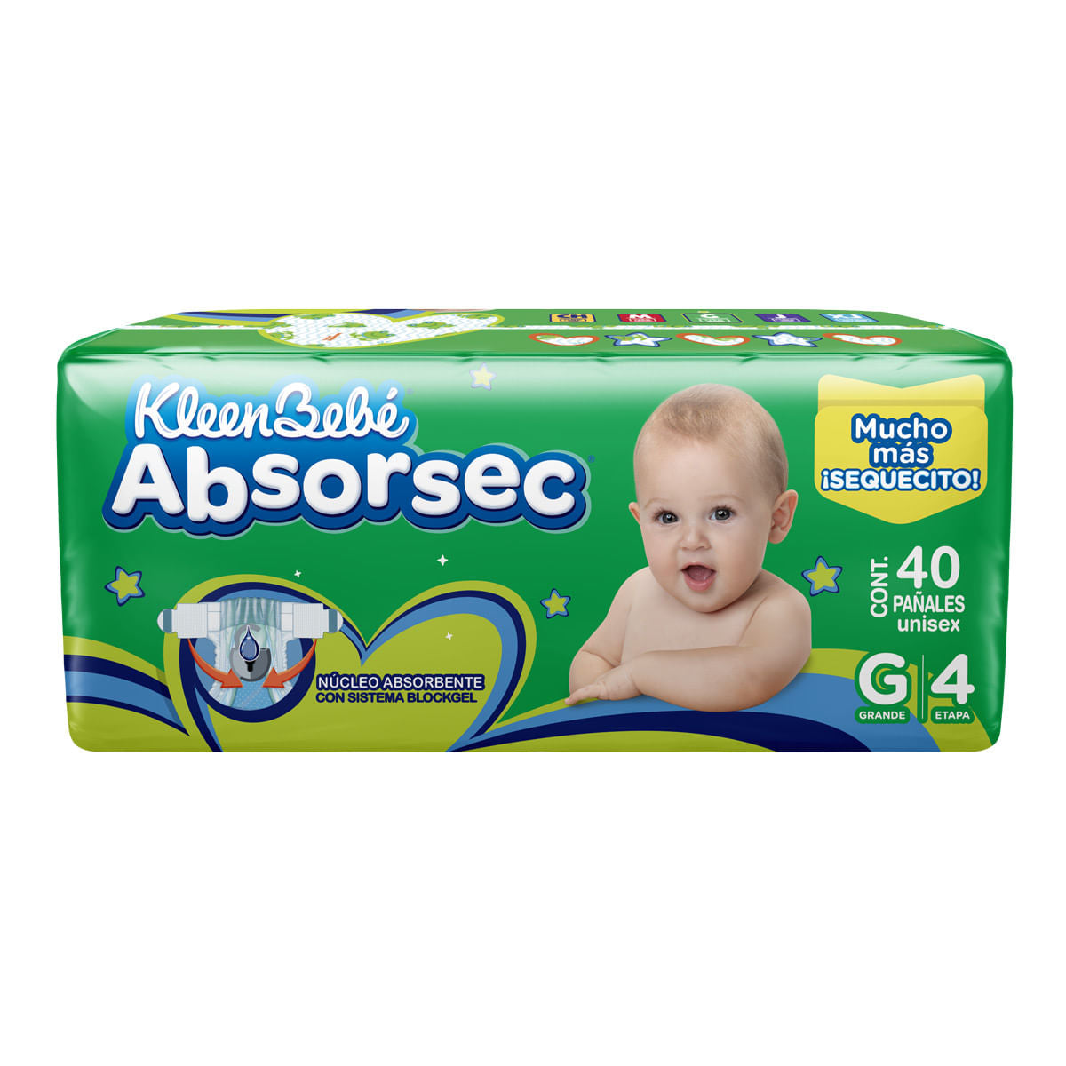 PAÑAL KLEENBEBE ABSORSEC 4 GDE C/40