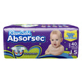 PAÑAL KLEENBEBE ABSORSEC 5 JUMBO C/40