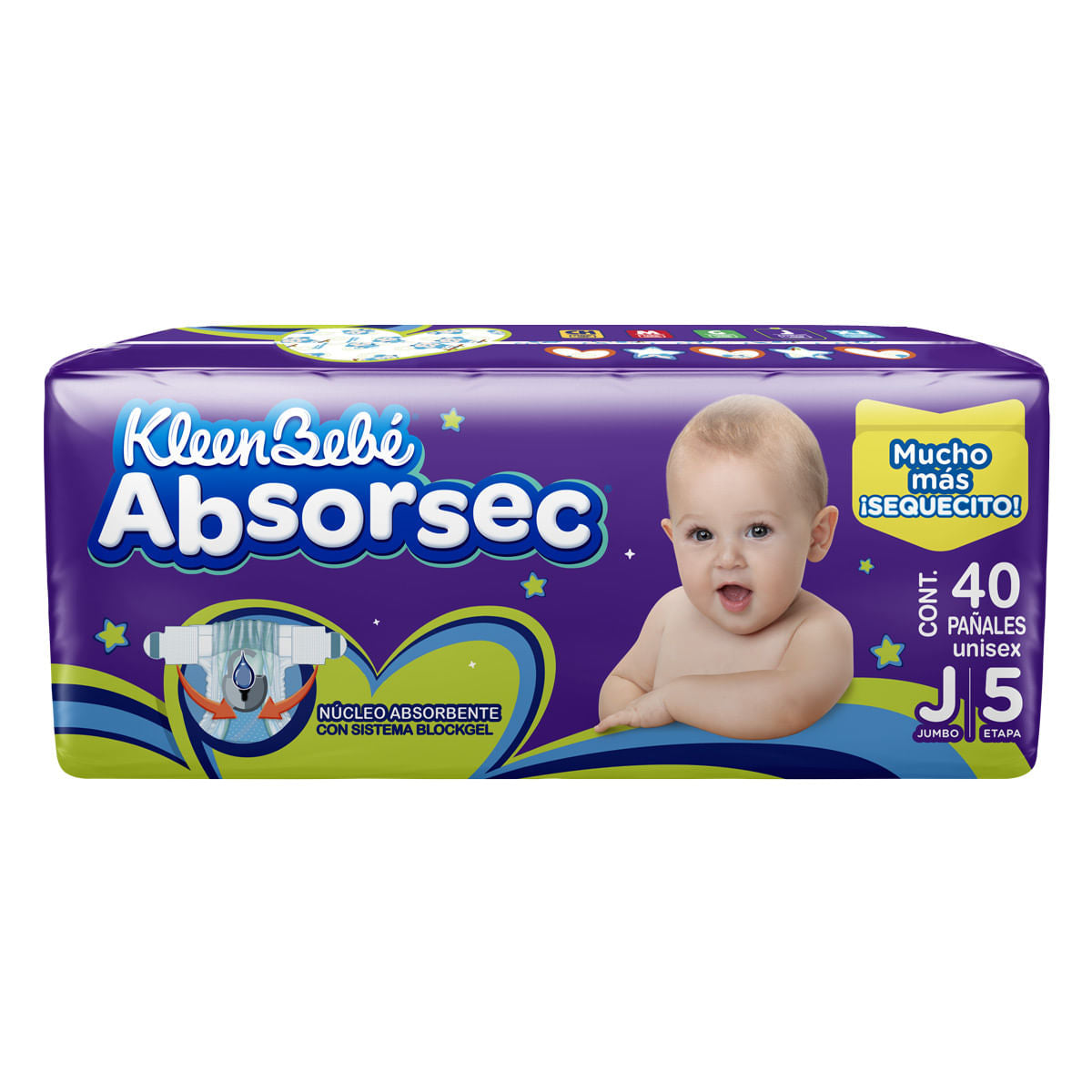 PAÑAL KLEENBEBE ABSORSEC 5 JUMBO C/40