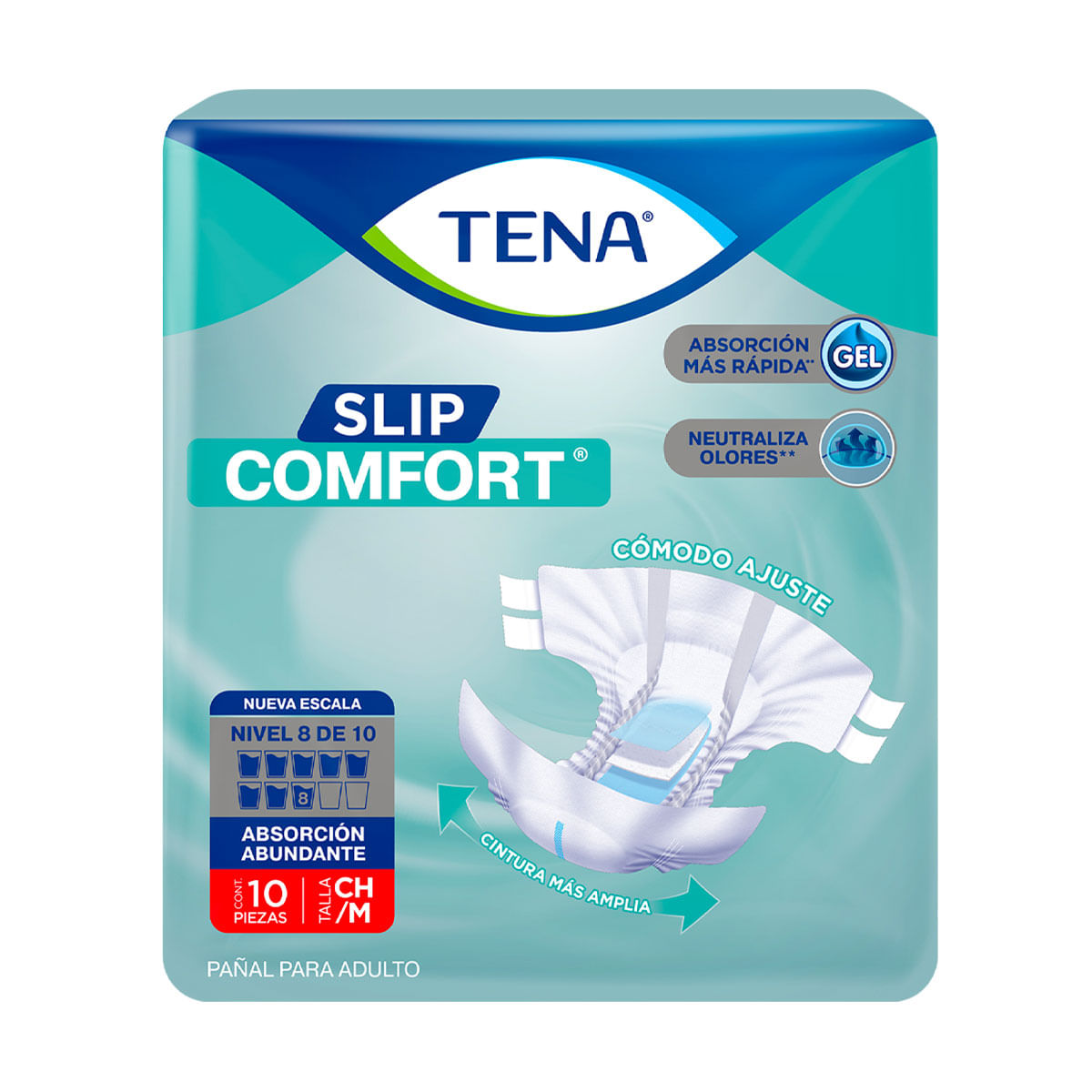 PAÑAL TENA SLIP COMFORT CH/MED C/10 *