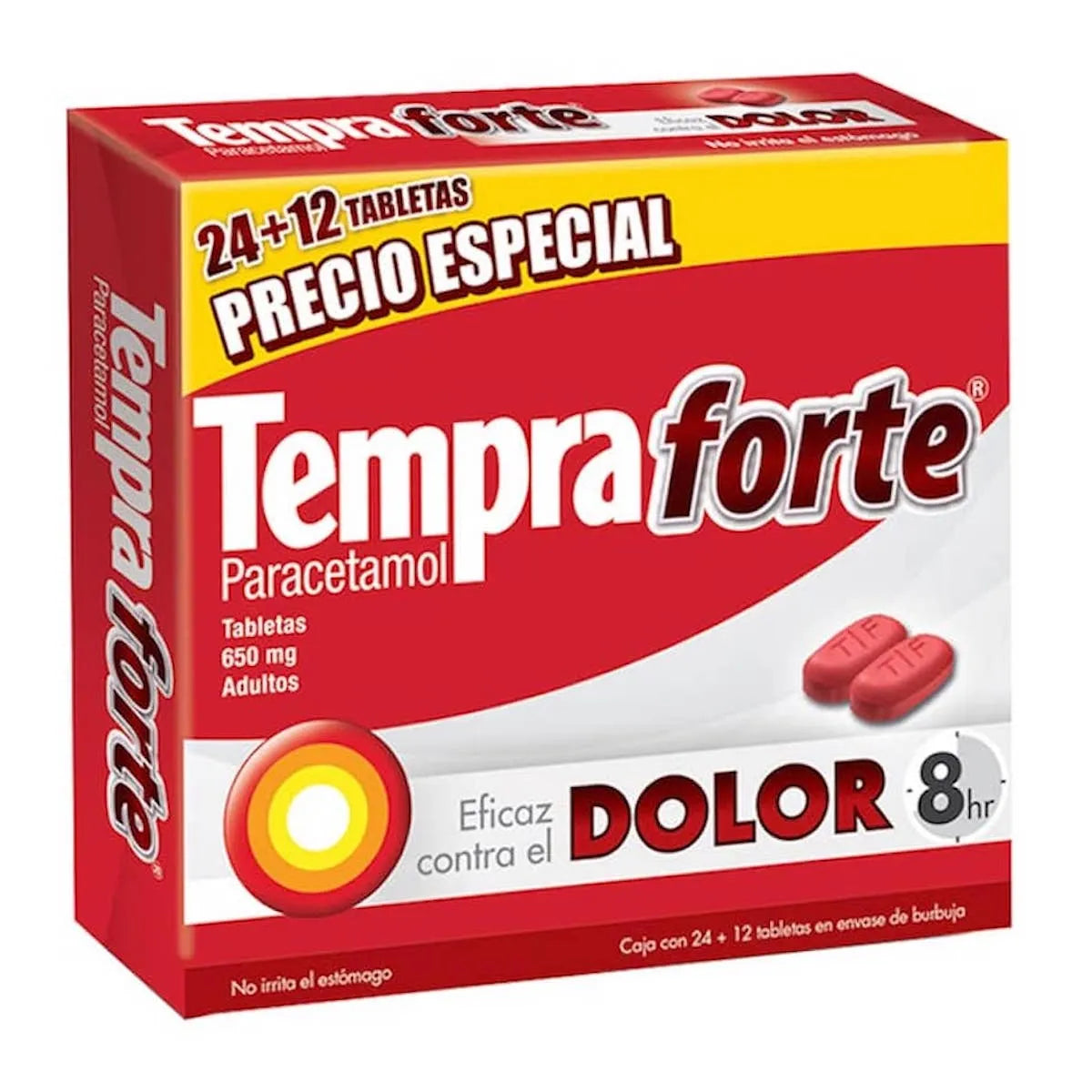 TEMPRA FORTE 650MG TABLETAS C/24+12