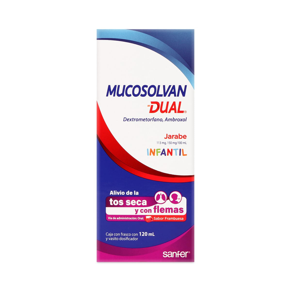 MUCOSOLVAN DUAL INFANTIL FRAMBUESA JARABE 120ML