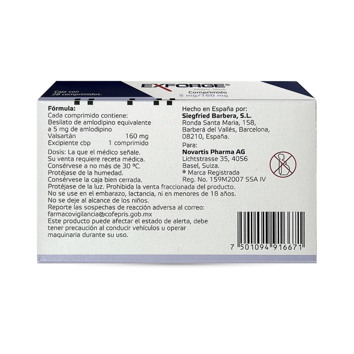 EXFORGE 5/160MG COMPRIMIDOS C/28