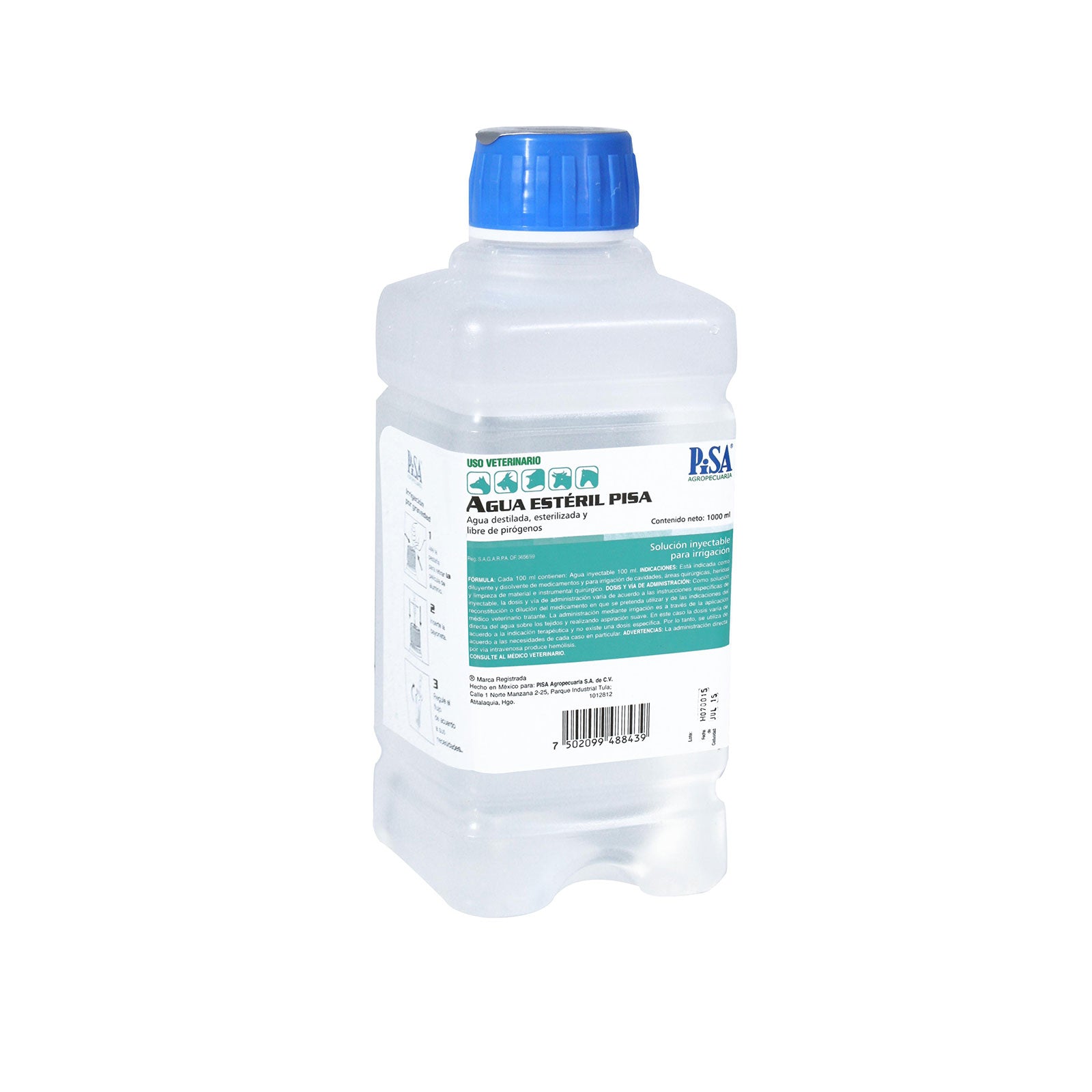 AGUA INYECTABLE PLASTICO PISA S/BAYONETA 1000ML