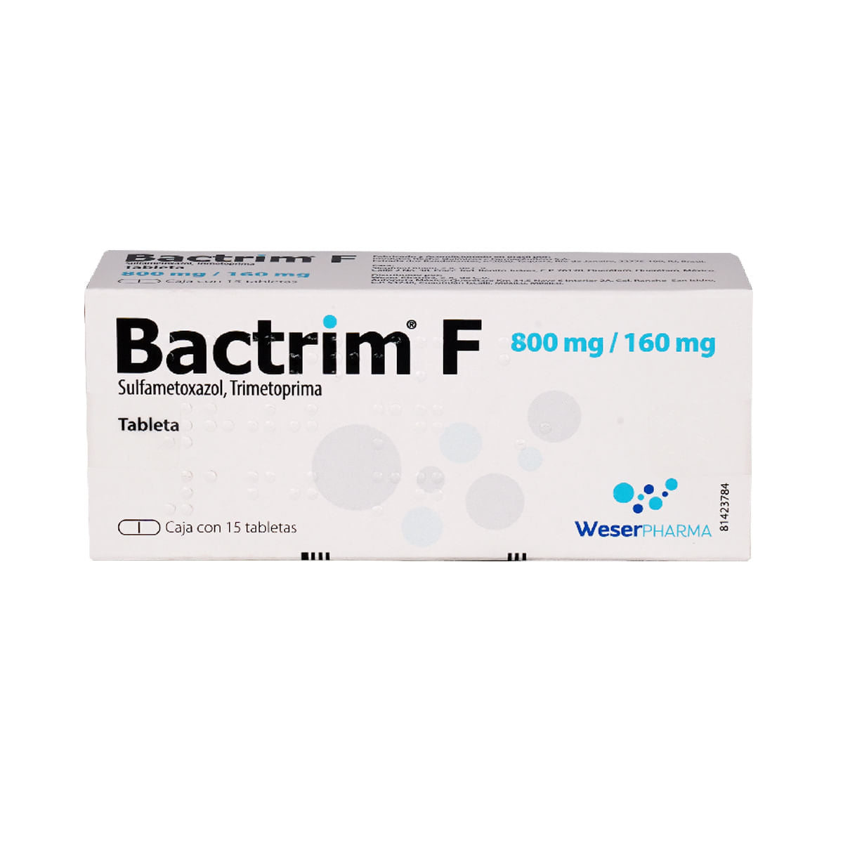 BACTRIM F 800/160MG TABLETAS C/15
