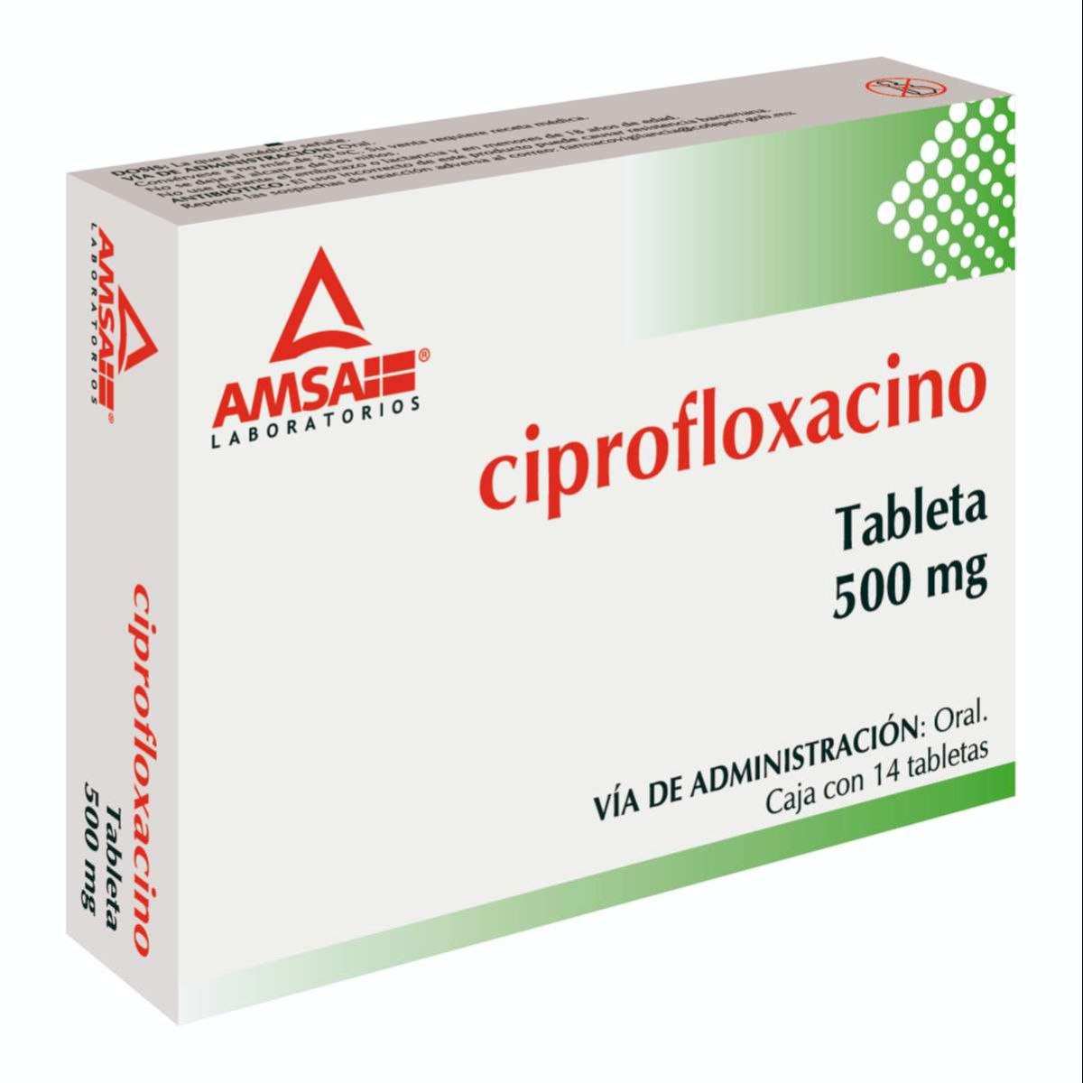 CIPROFLOXACINO AMSA 500MG TABLETAS C/14 (GI)
