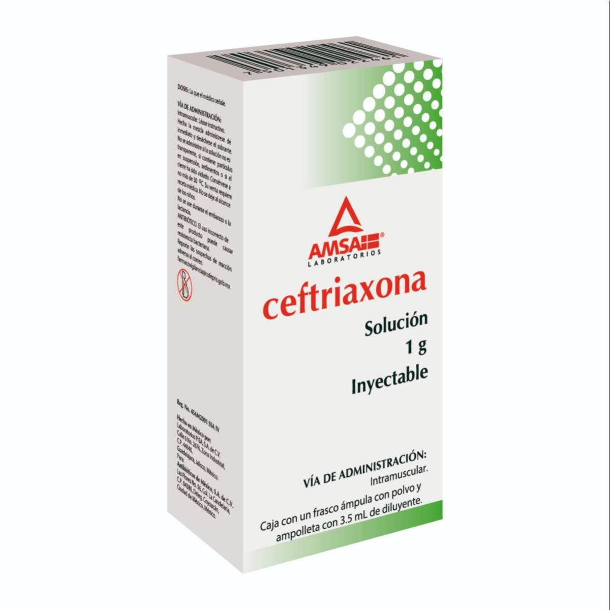 CEFTRIAXONA AMSA 1G IM INYECTABLE C/1 (GI)