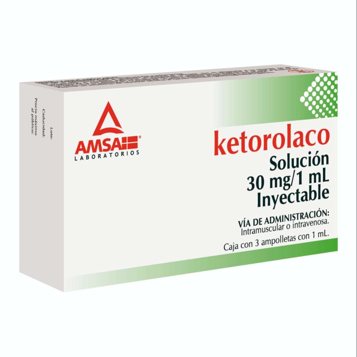 KETOROLACO AMSA 30MG INYECTABLE C/3 (GI)
