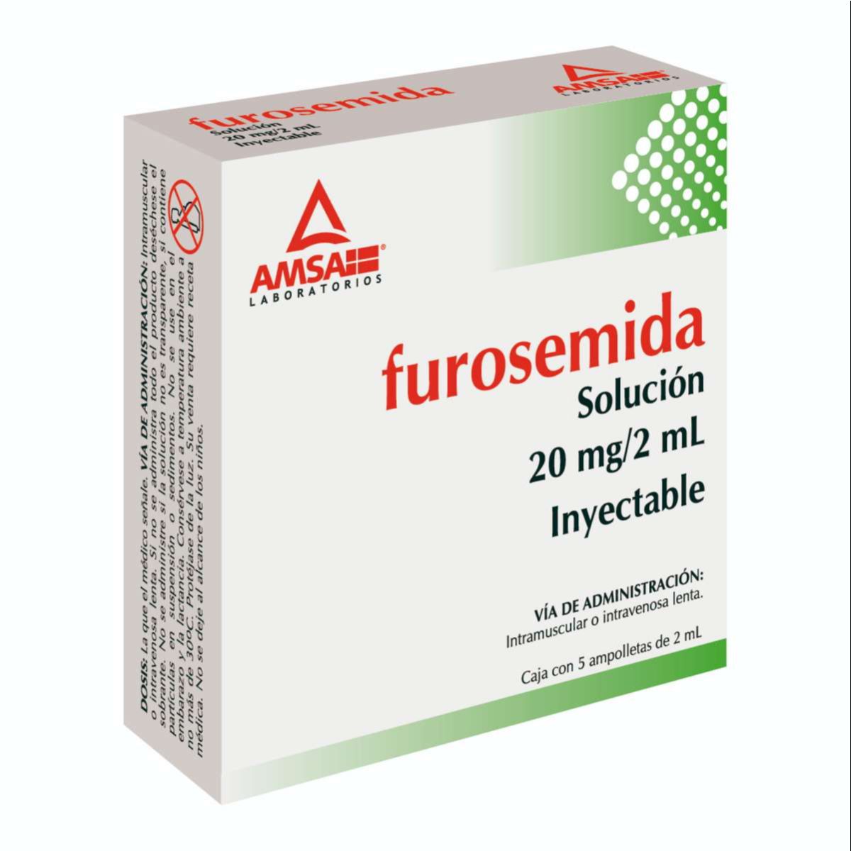 FUROSEMIDA AMSA 20MG/2ML INYECTABLE C/5 (GI)