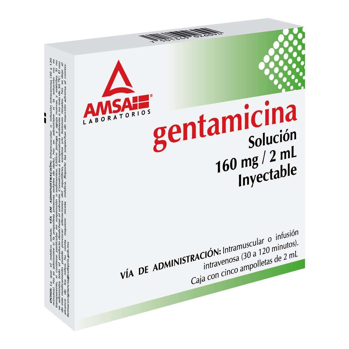 GENTAMICINA AMSA 160MG/2ML AMPULA C/5 (GI)