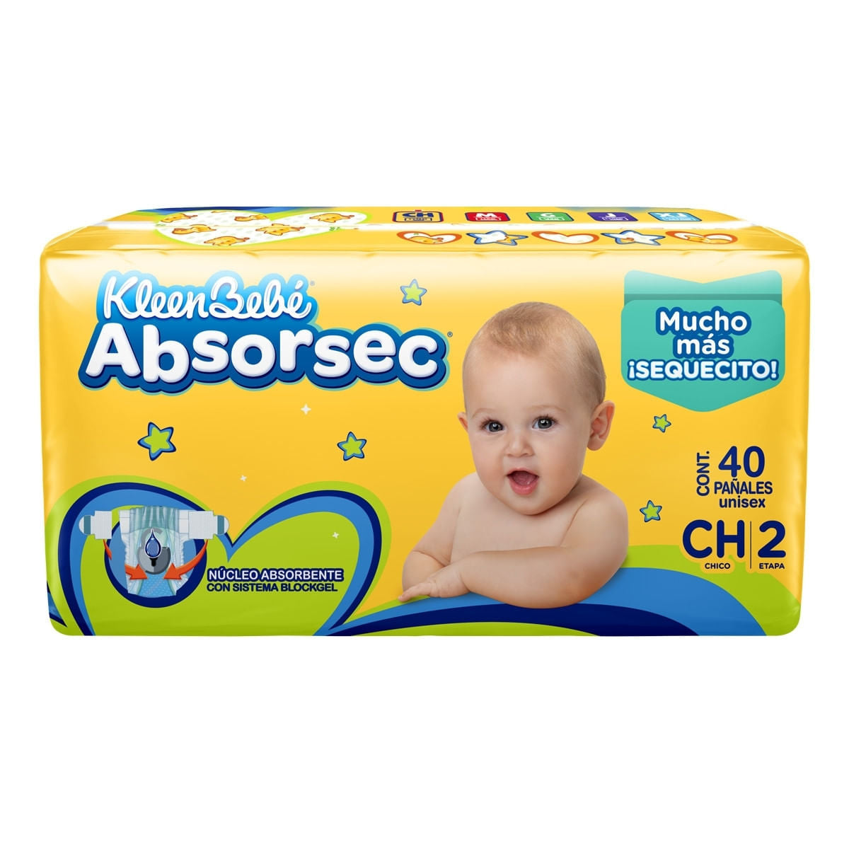 PAÑAL KLEENBEBE ABSORSEC 2 CHICO C/40