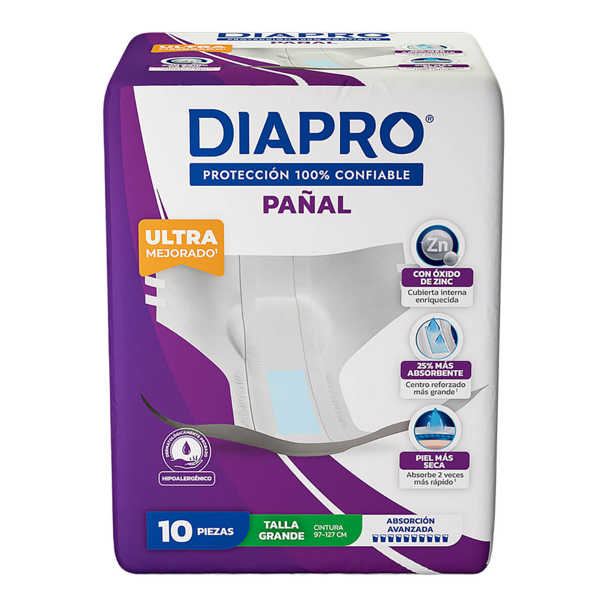 PAÑAL DIAPRO CONF MANZ GDE C/10