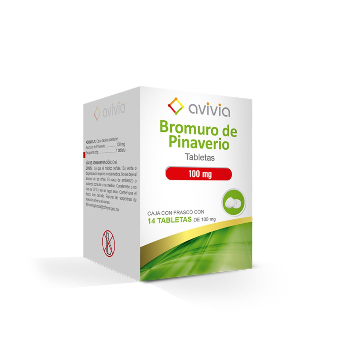 BROMURO DE PINAVERIO AVIVIA 100MG TABLETAS C/14 (GI)