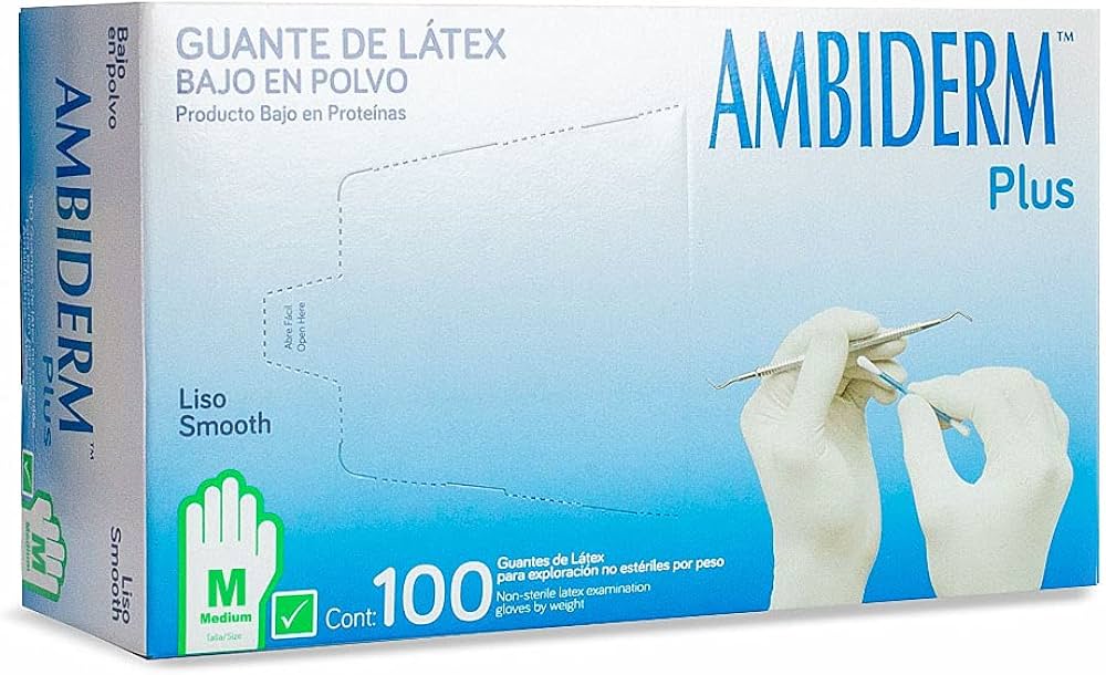 GUANTE AMBIDERM PLUS LISO VERDE MEDIANO C/100 *
