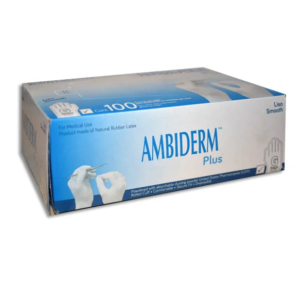 GUANTE AMBIDERM PLUS LISO BLANCO GDE  C/100