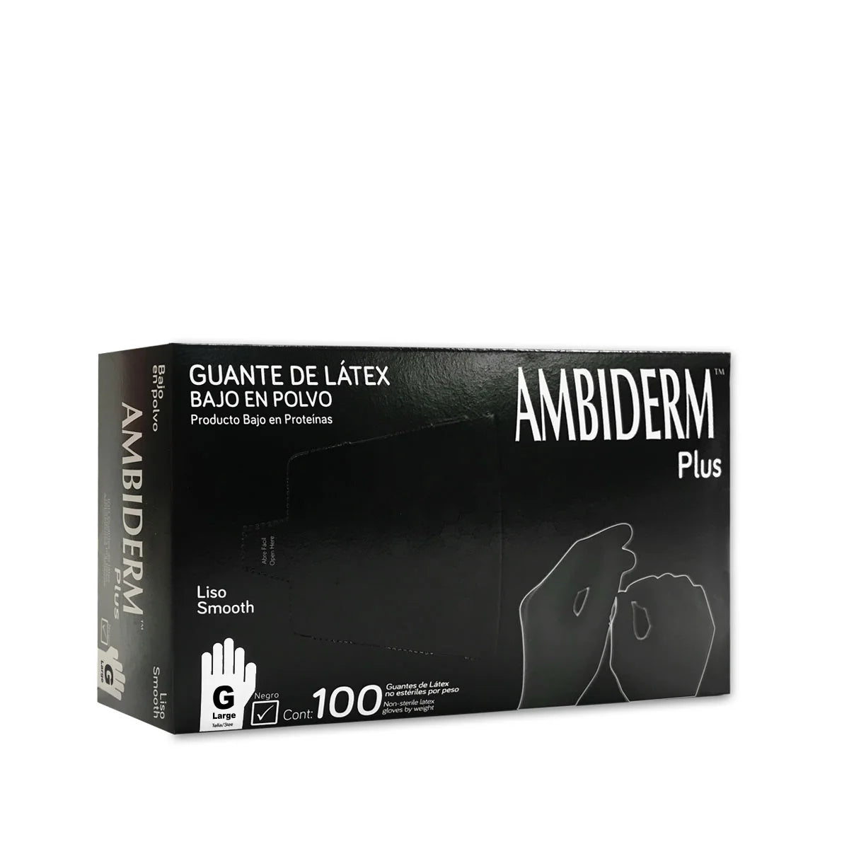GUANTE AMBIDERM PLUS NEGRO GRANDE C/100*
