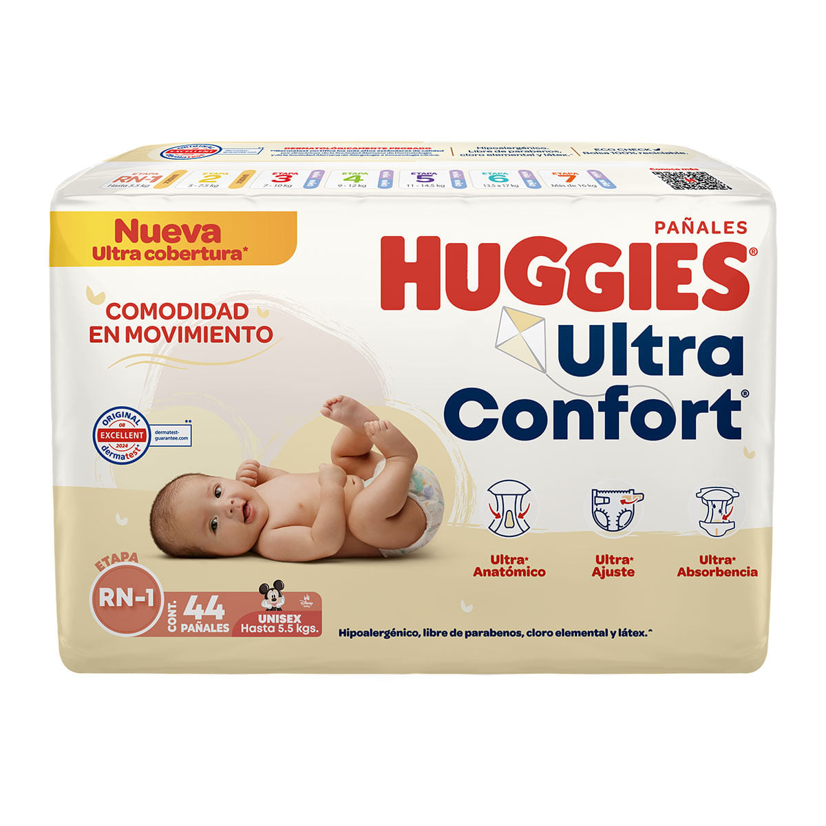 PAÑAL HUGGIES ULTCONF 1 RN C/44 *