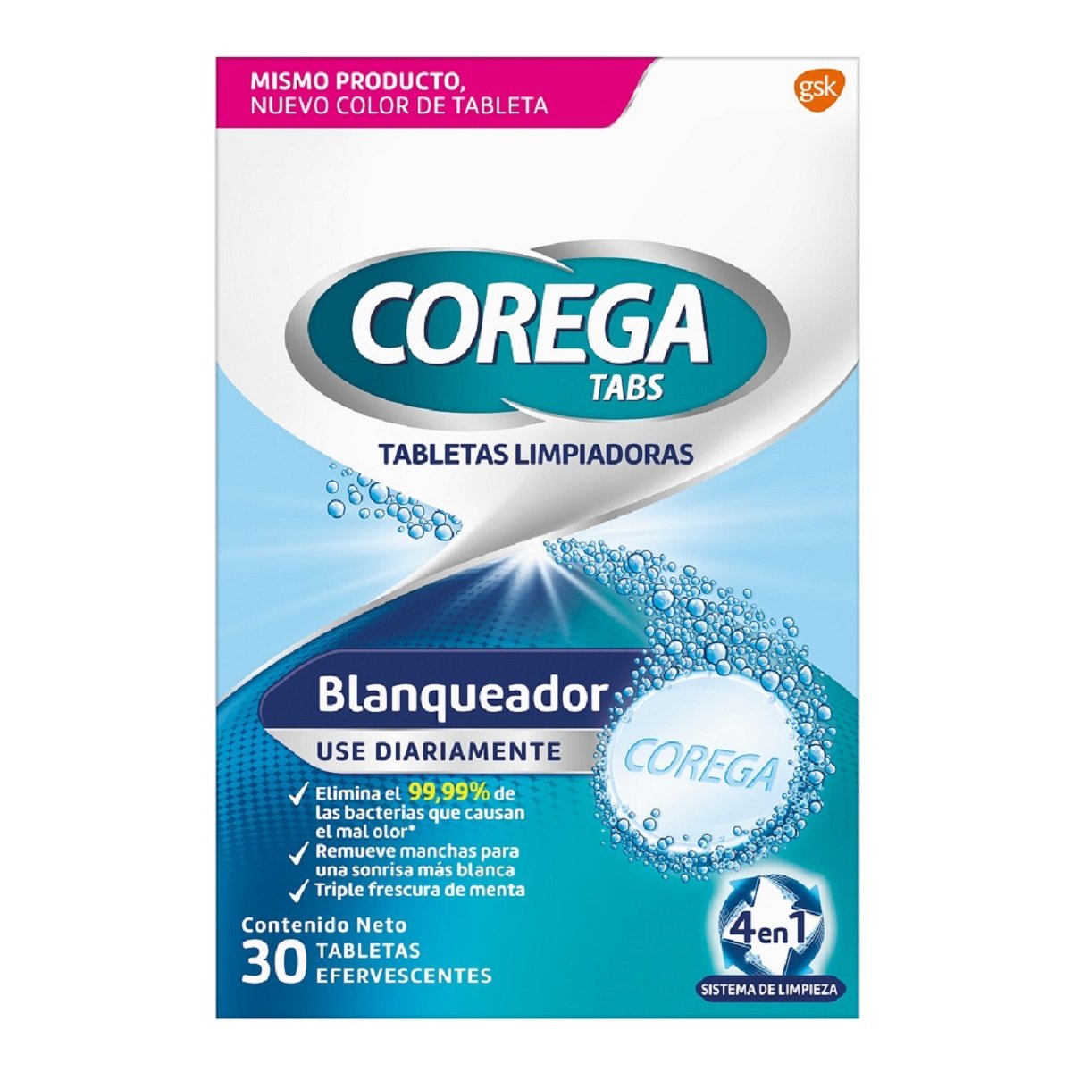 COREGA TABS BLANQUEADOR TABLETAS EFERVESCENTE C/30 *