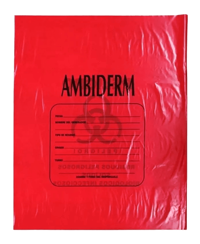 BOLSA AMBIDERM RESIDUOS BIOLOGICA ROJA 50X60 C/10