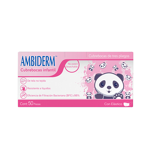 CUBREBOCAS INF AMBIDERM ROSA PANDAS C/50