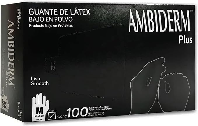 GUANTE AMBIDERM PLUS NEGRO MEDIANO C/100