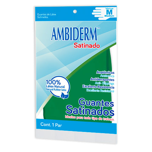 GUANTE AMBIDERM SATINADO VERDE MEDIANO C/1 PAR