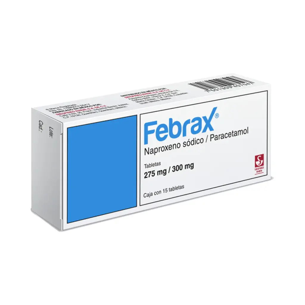 FEBRAX 275 MG / 300 MG - CAJA CON 15 TABLETAS (NAPROXENO Y PARACETAMOL)