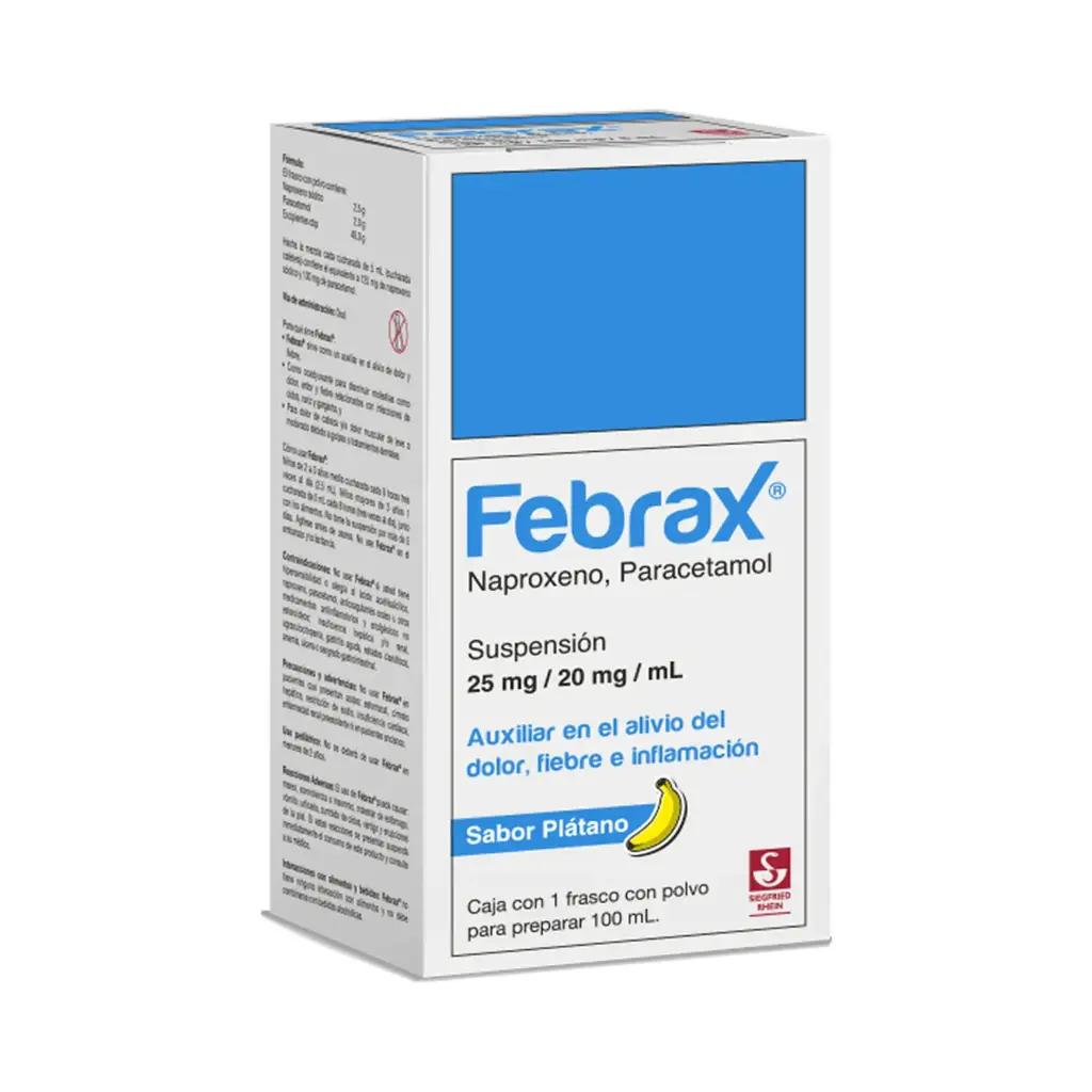 FEBRAX NIÑOS 25 MG / 20 MG - FRASCO 100 ML (NAPROXENO Y PARACETAMOL)