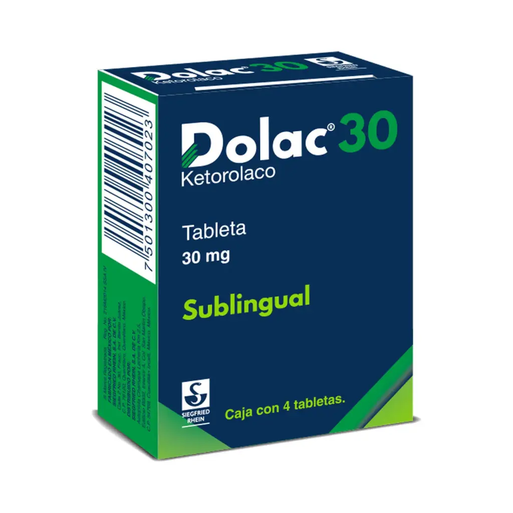 DOLAC 30 MG - CAJA CON 4 TABLETAS SUBLINGUAL (KETOROLACO)