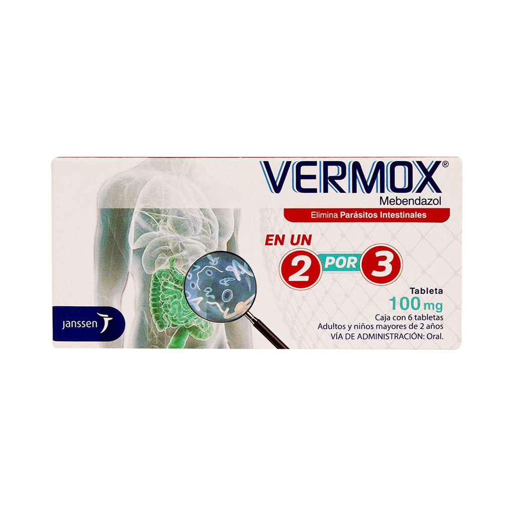 VERMOX 100 MG TABLETAS CON 6