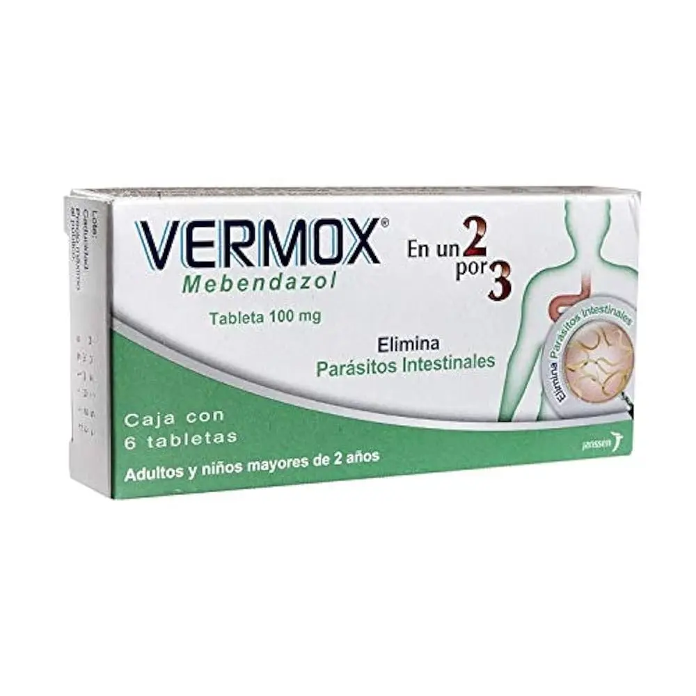 VERMOX 100 MG TABLETAS CON 6