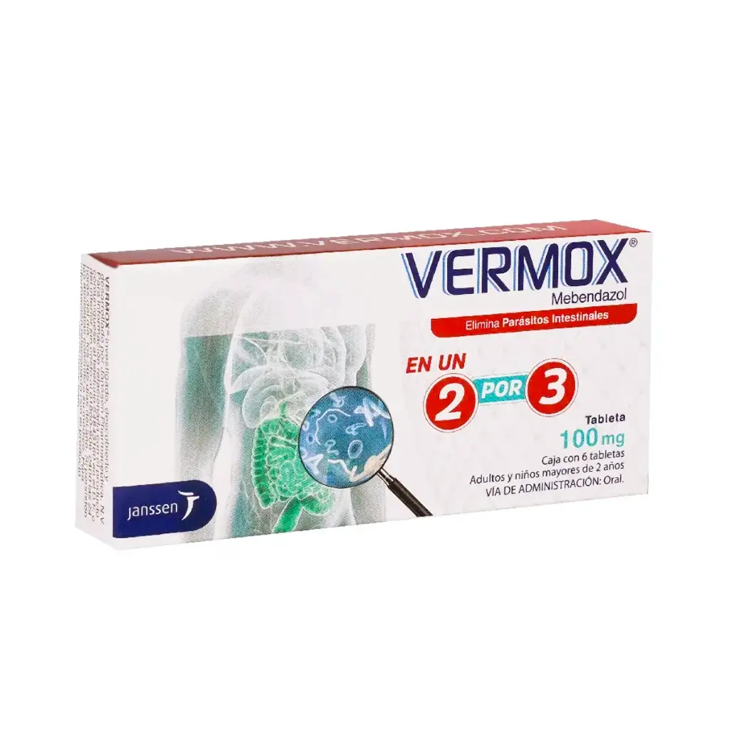 VERMOX 100 MG TABLETAS CON 6