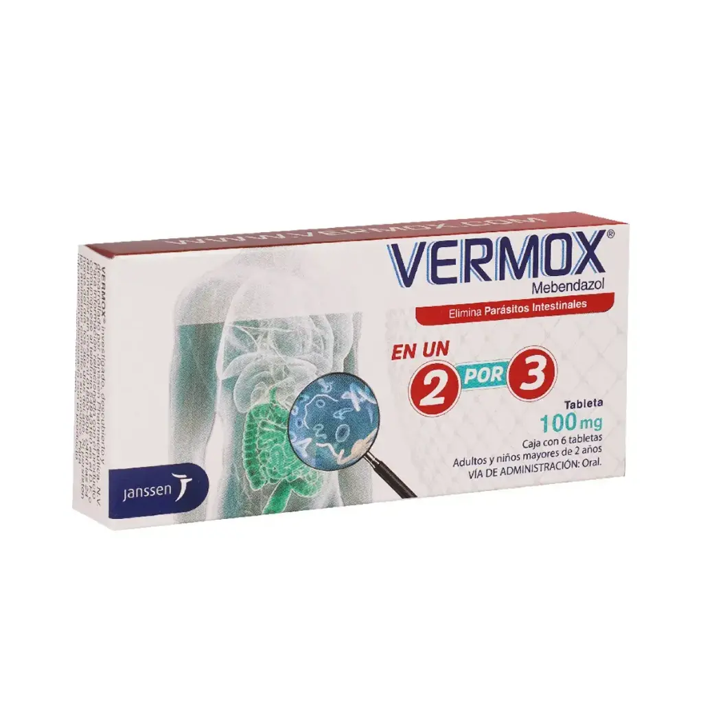 VERMOX 100 MG TABLETAS CON 6