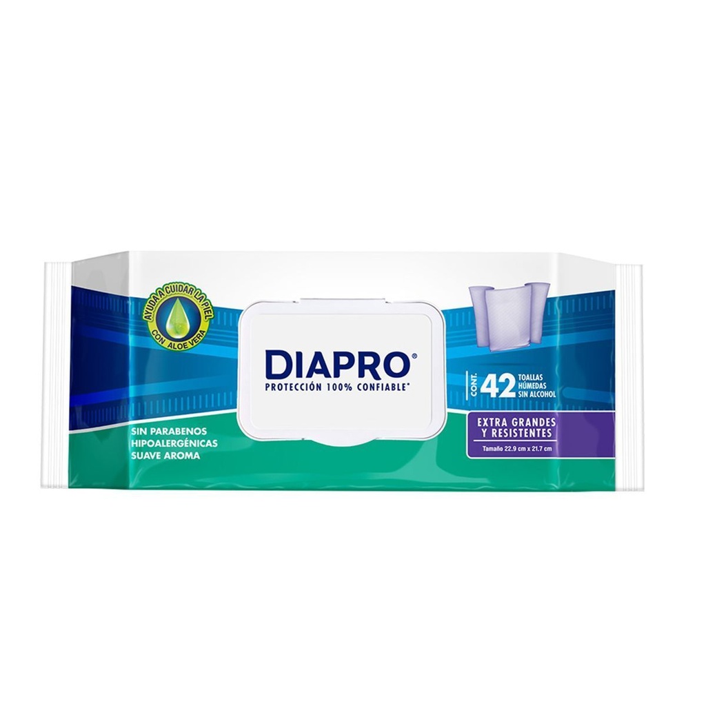 TOALLAS DIAPRO HUMEDAS CON ALOE ADULTO CON 42 PZ