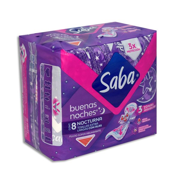 TOALLAS SANIT SABA B-NOCHES C/ALAS C/8