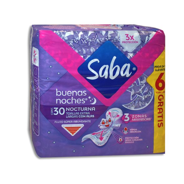 TOALLAS SANIT SABA B-NOCHES C/ALAS C/24