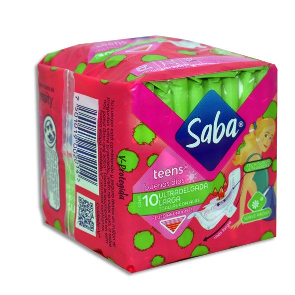 TOALLAS SANIT SABA TEENS LARGA C/10