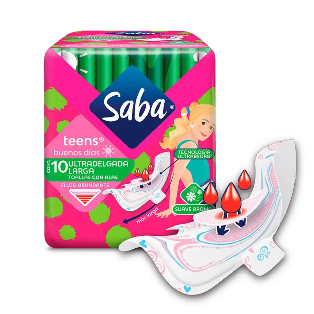 TOALLAS SANIT SABA TEENS LARGA CON 10