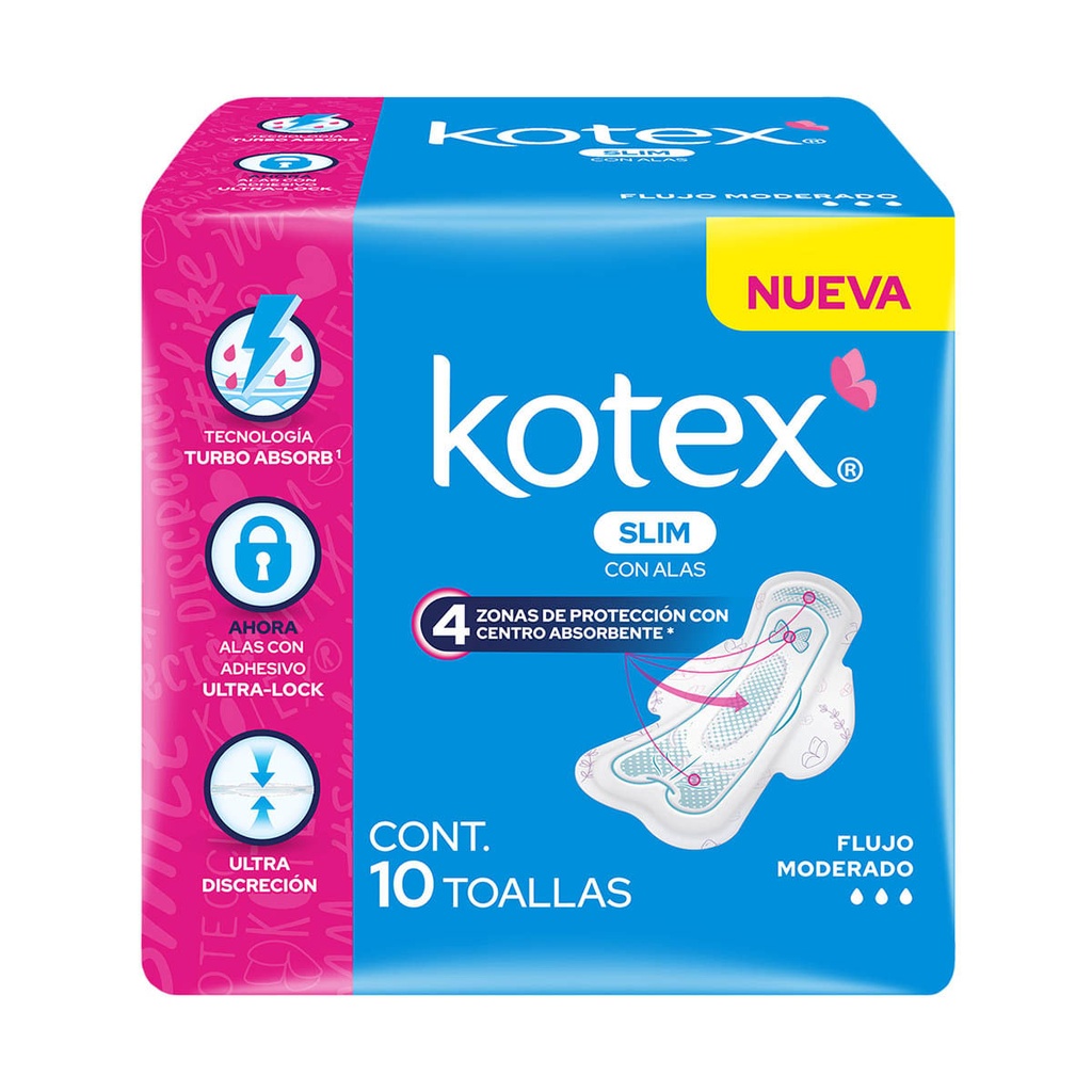 KOTEX TOALLAS ULTRA-DELG CON ALAS CON 10