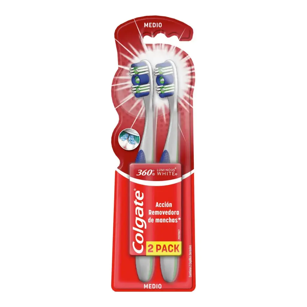 CEPILLO DENTAL COLGATE LUMIN WHITE MEDIANO 2 PACK