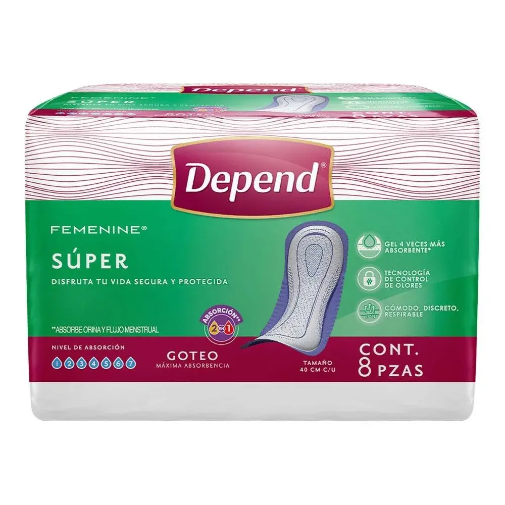 TOALLAS DEPEND FEMENINE SUPER CON 8