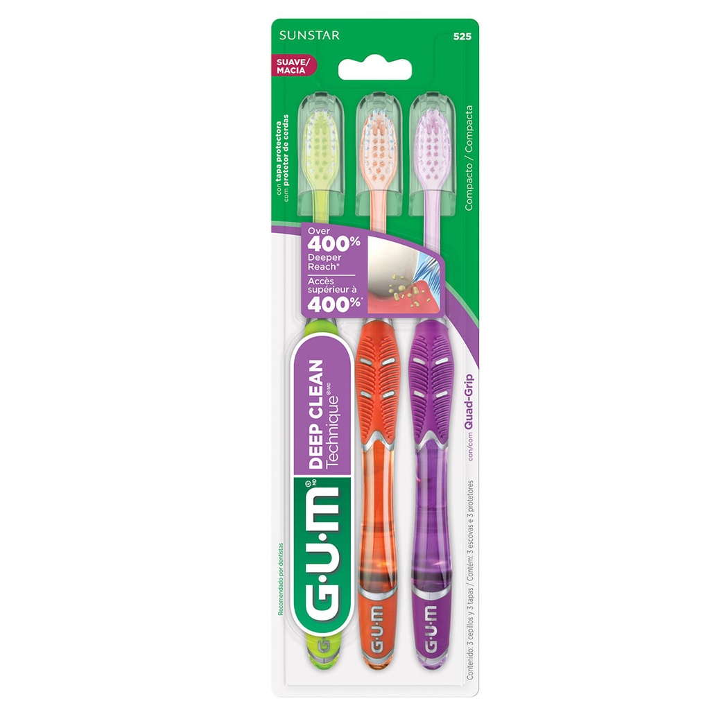 CEPILLO DENTAL GUM TECHNI CON 3+3CAPUCHON