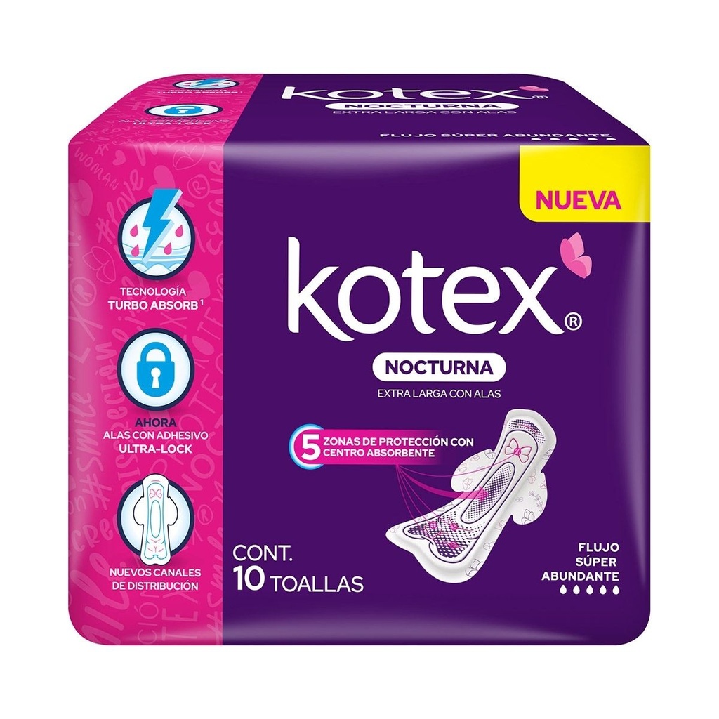 TOALLAS SANIT F-SOFT KOTEX NOCTURNA CON 10