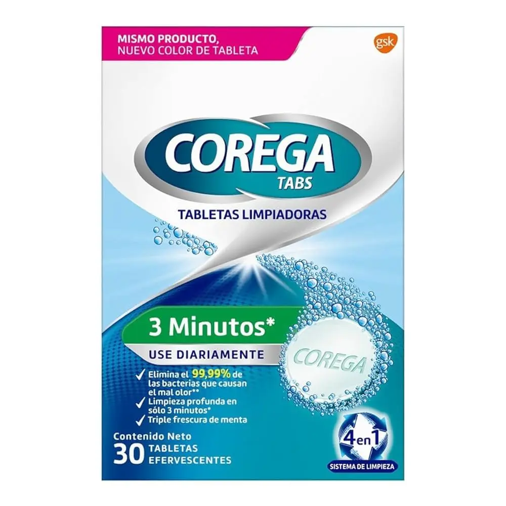 COREGA TABLETAS LIMPIADORAS DE PROTESIS EFERVESCENTES CON 30