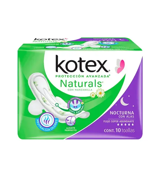 KOTEX MANZANILLA TOALLAS CON 10 CON ALAS